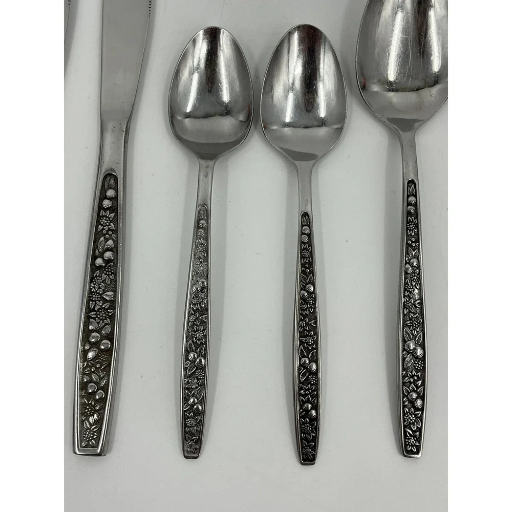 Pageant Stainless Japan Harvest Flatware 9 Pieces Forks Butter Knives Spoons